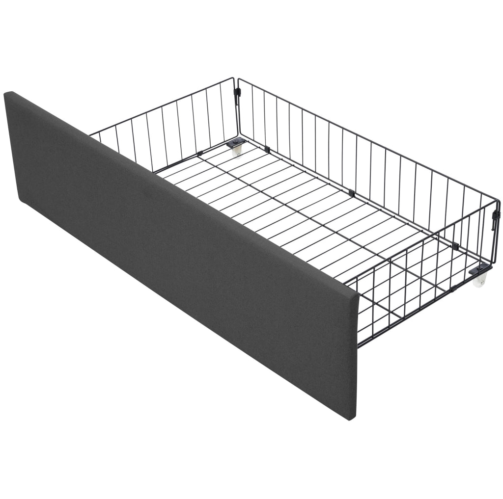 Letto contenitore 140x200 cm con LED; testiera regolabile e 4 cassetti; grigio