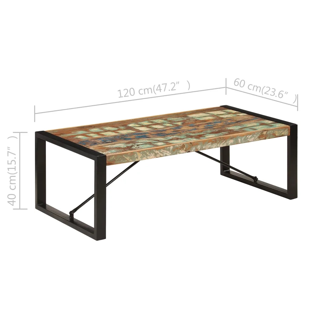 Tavolino da CaffÃ¨ in Legno Massello Recuperato 120x60x40 cm