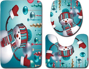 Set di Tappeti Antiscivolo per Bagno per Natale, 3 pezzi, Tappeto + Contorno + Coperchio del Water Closet, Natale Felice Tappeto, Tappeto Antiscivolo per Bagno 20"x 31"+16x18"+16"x20