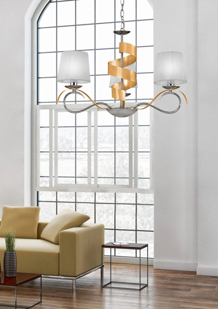Lampadario Candellux Denis cromato 3xE14 Ø68 cm con catena