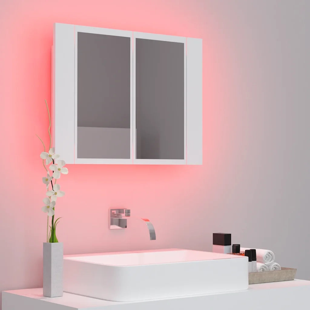Armadietto a Specchio con Luci LED Bianco 60x12x45 in Acrilico 804956