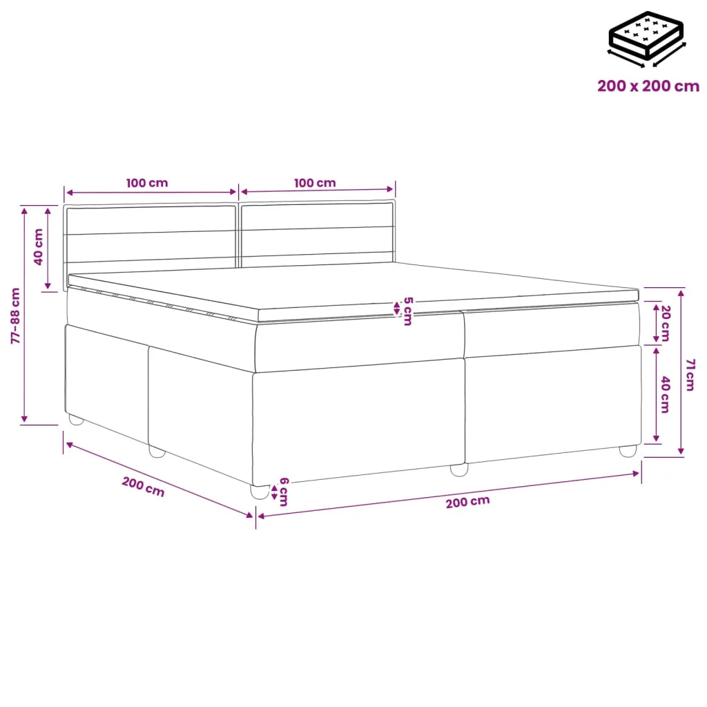Letto box spring con materasso Blu 200 x 200 cm Tessuto 3451544