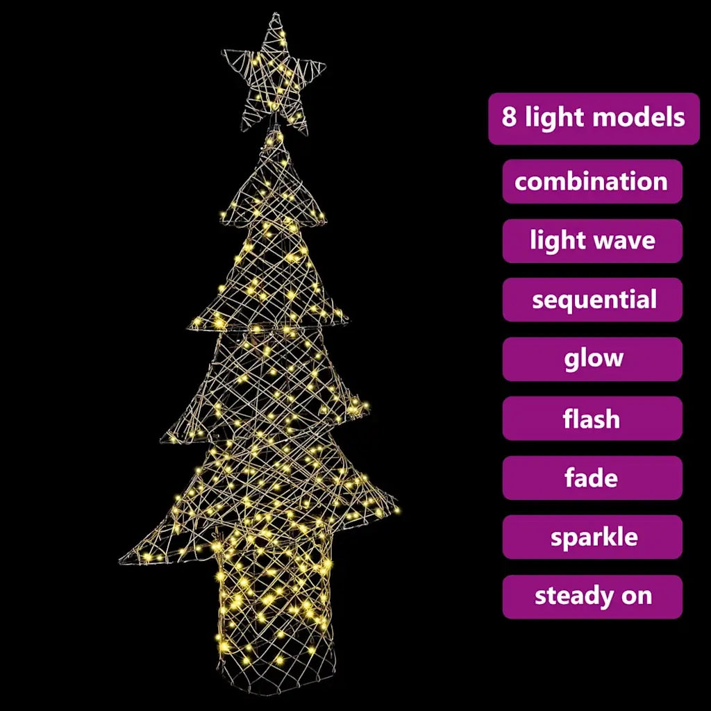 Albero di Natale con 240 LED Bianco caldo 180 cm Rattan