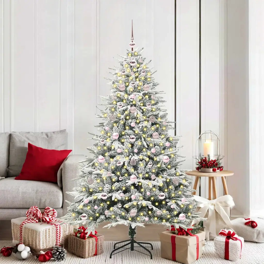 Albero di Natale Artificiale Pre-illuminato con Set di Palline