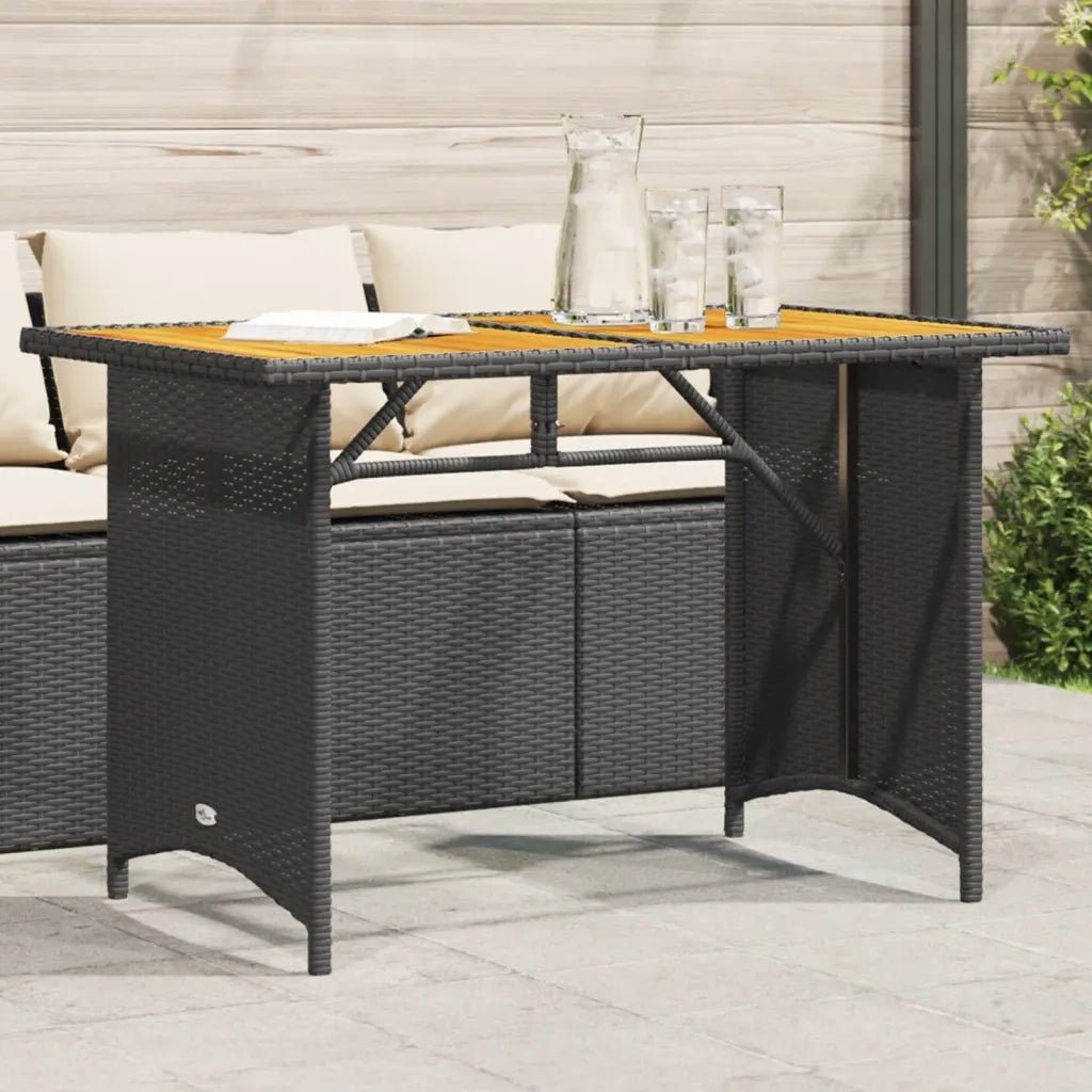 Tavolo da Giardino | Tavolino da esterno Piano in Legno Nero 110x68x70 cm Polyrattan