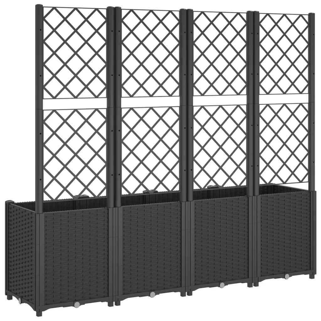 Fioriera da Giardino con Traliccio Nera 160x40x140 cm in PP 367873