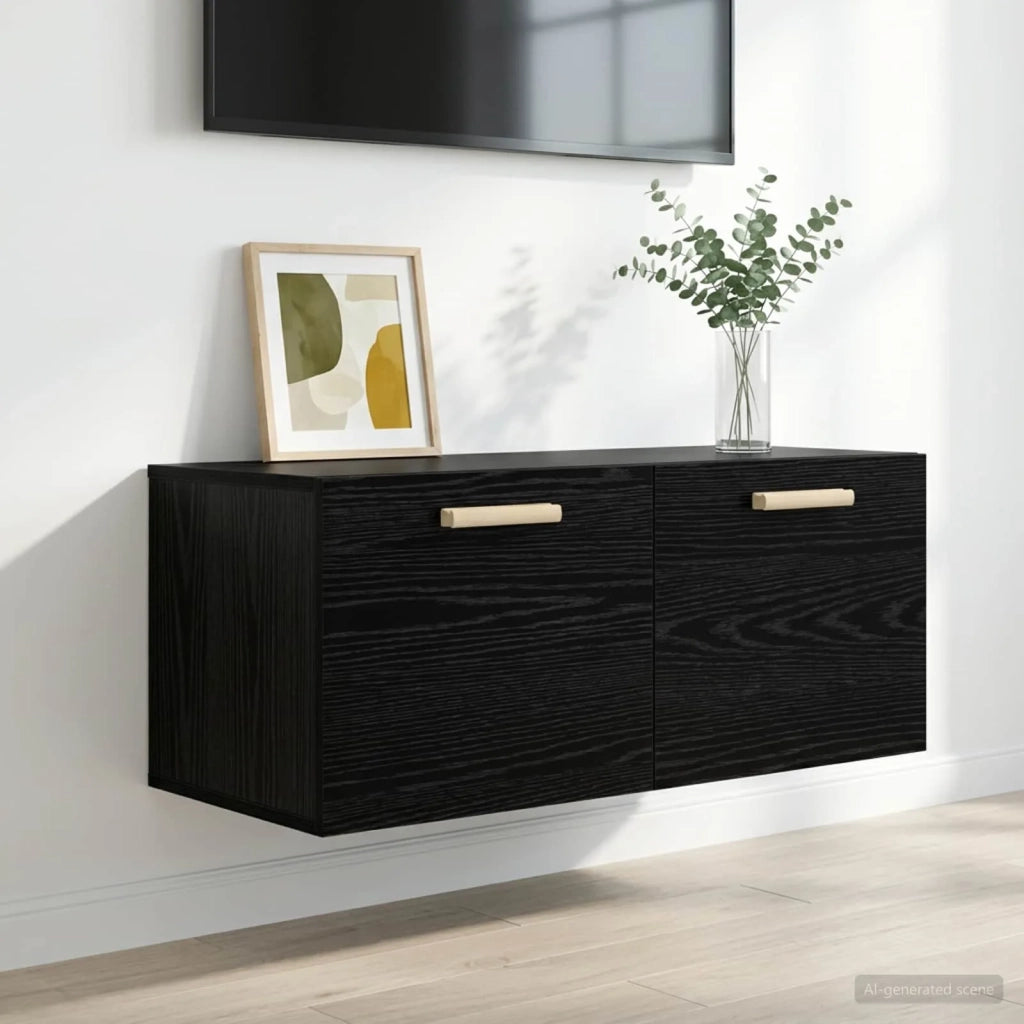 Armadietto a muro A parete Rovere nero 80 x 36,5 x 35 cm 8009811