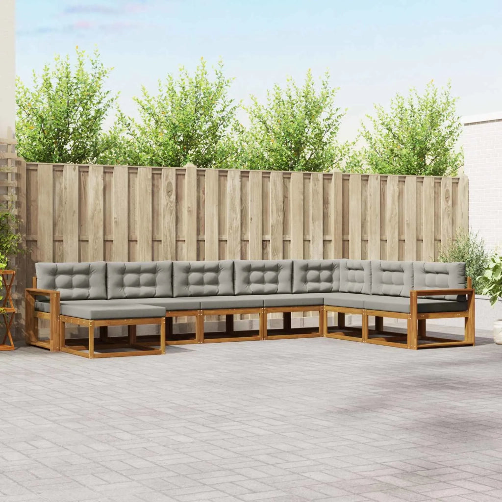 Set di divani da esterno 8 pcs Grigio Naturale e Chiaro