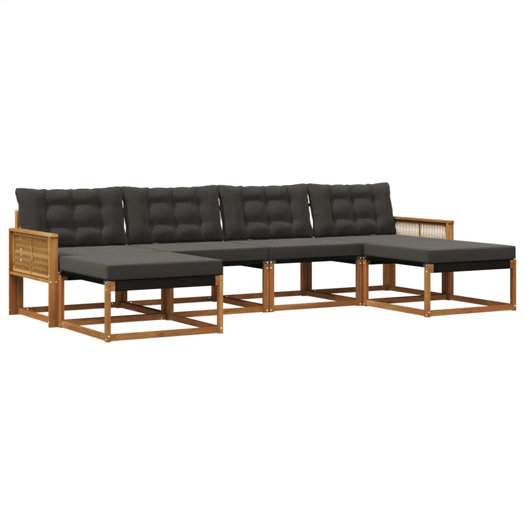 Set di divani da esterno 6 pz Naturale e Nero 3381604