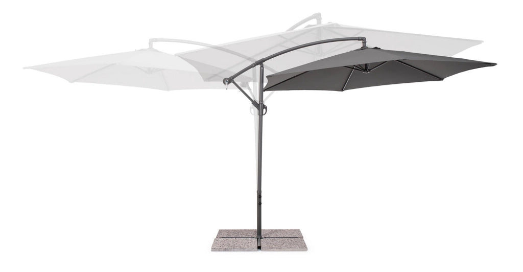 Ombrello a Braccio da Giardino 6 Stecche Ø300x235h cm Telo in Poliestere Nizza Antracite e Grigio