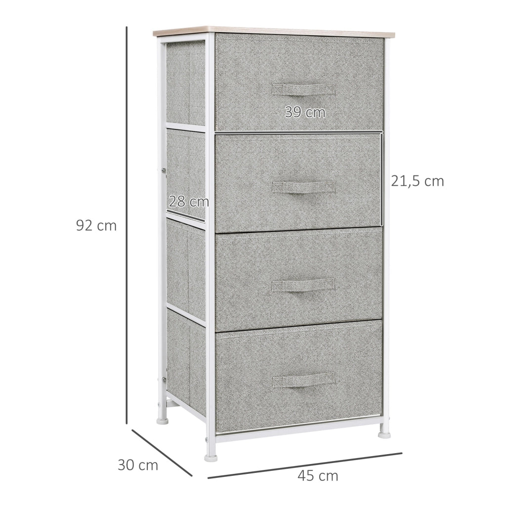 Cassettiera con 4 cassetti in tessuto ¨C zephmum ¨C 45x30x92 cm grigio
