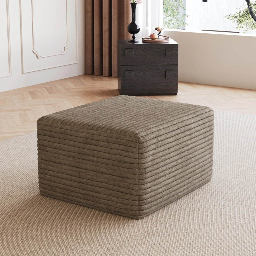 Poltrona Pouf con Schiuma ad Alta Resilienza, in Tessuto, Camel
