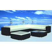 Set Mobili da Giardino con Cuscini 8 pz in Polyrattan Nero 42090