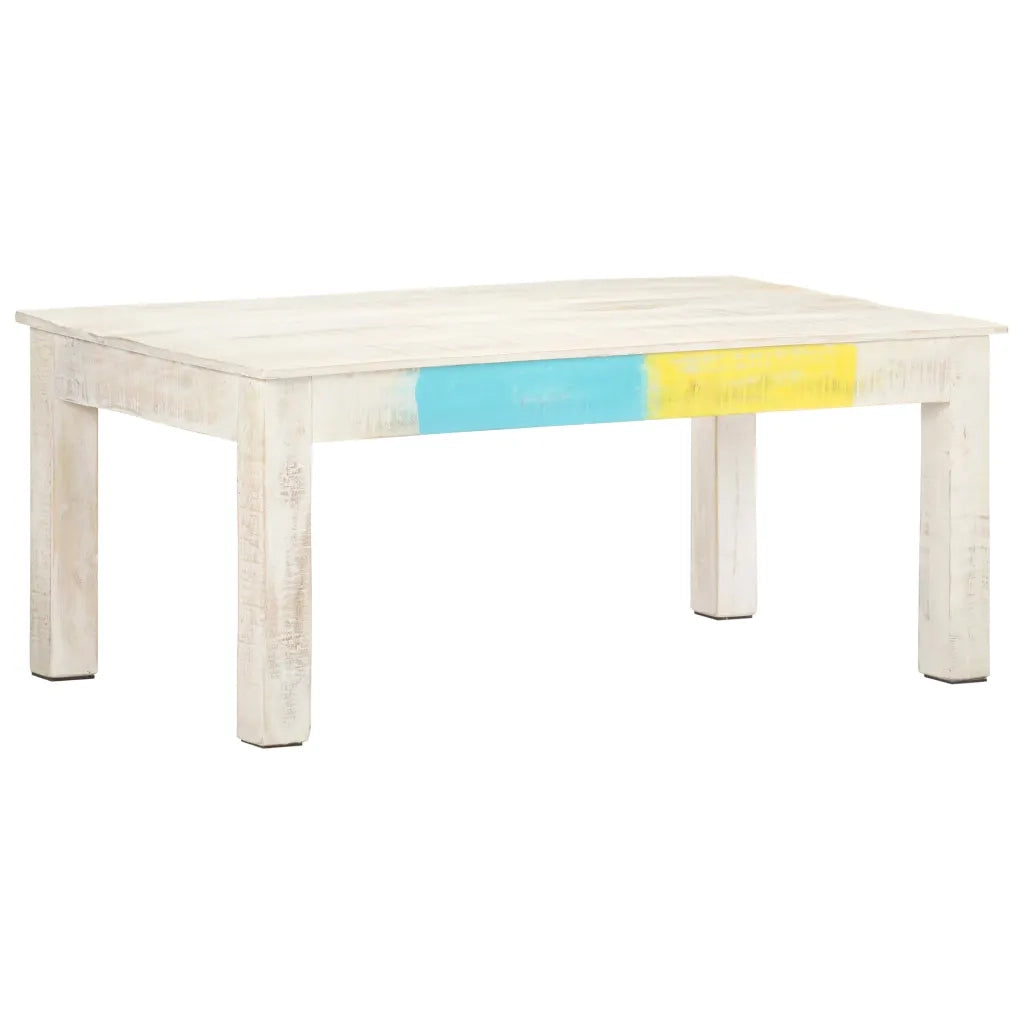 Tavolino da salotto | Tavolino da caff¨¨ | Tavolino da Soggiorno Bianco 110x60x45 cm in Massello di Mango