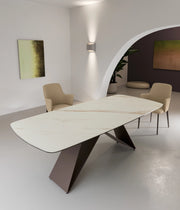Thanos - Tavolo Fisso (220 x 110 cm) in Ceramica Marrone
