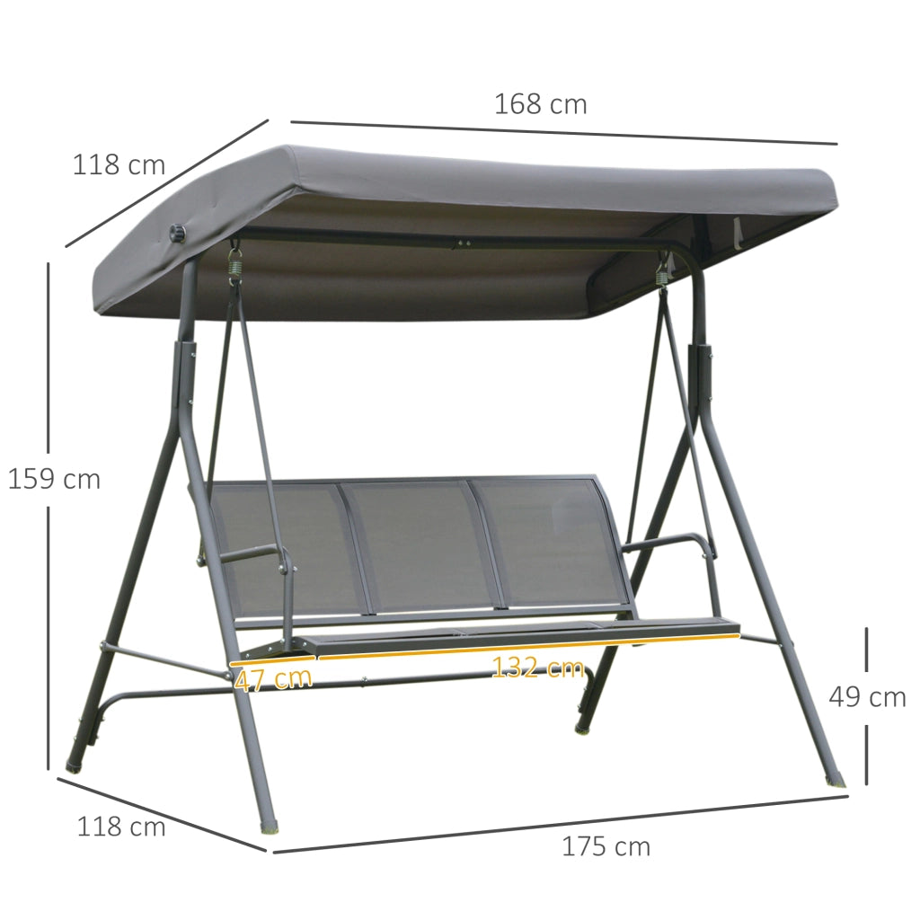 Amaca da Giardino 3 Posti ¨C Zephmum ¨C Grigio Tessilene Acciaio