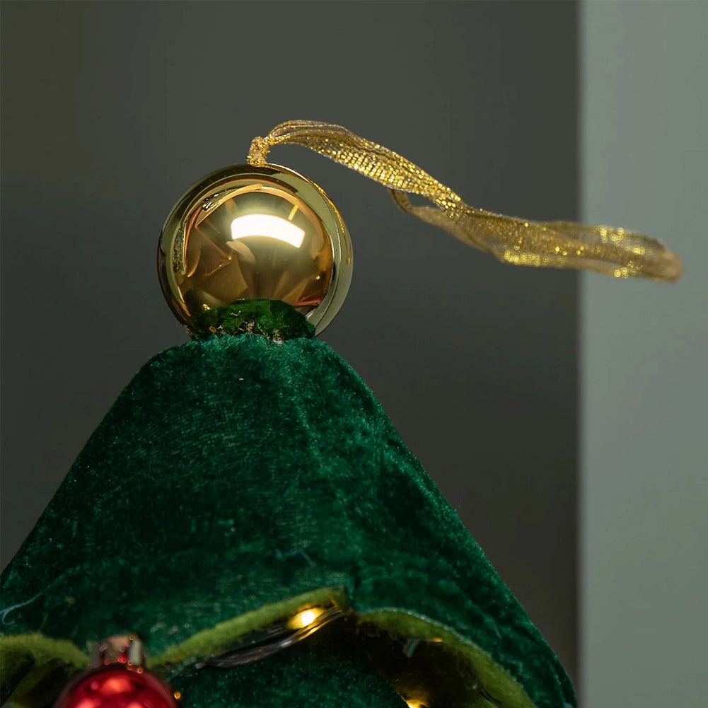 Albero di Natale Pieghevole 80 cm in Velluto Decoro Addobbo Vetrine Casa Negozi