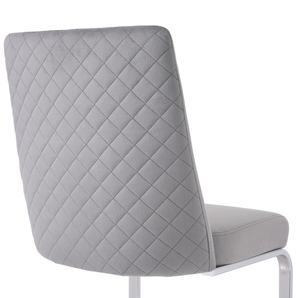 Set di 6 sedie da pranzo con schienale a rombi in velluto grigio e argento
