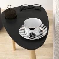 Set di 2 Tavolini Bassi Impilabili, Design Scandinavo, Piedi in Legno e Piano in Legno, Nero