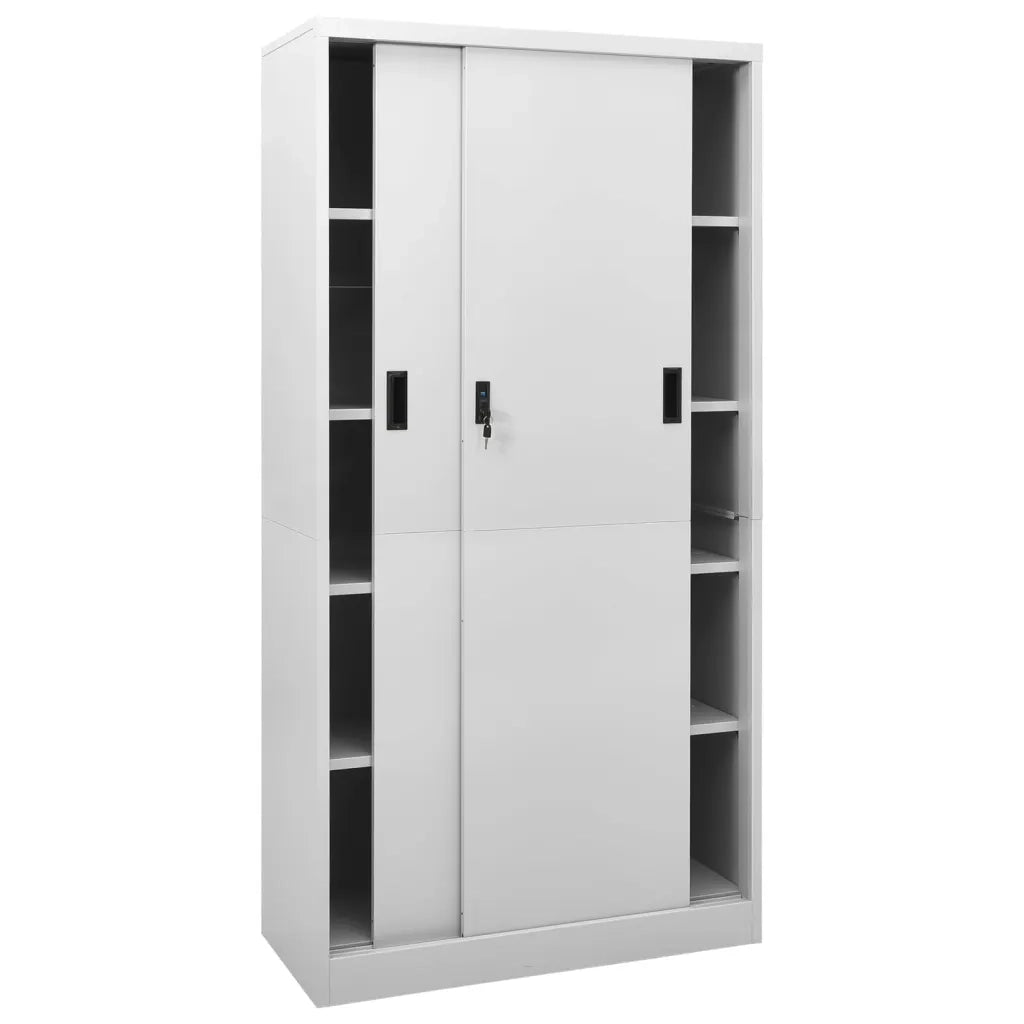 Armadio con Anta Scorrevole Grigio Chiaro 90x40x180 cm Acciaio 335959
