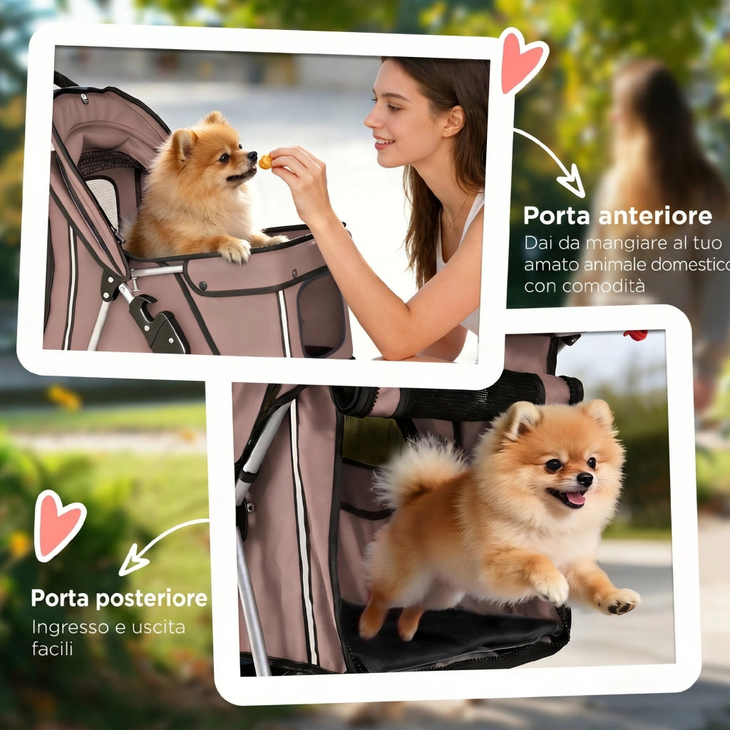Passeggino per Cani Pieghevole ¨C zephmum ¨C Caff¨¨, Catarifrangenti, Ruote Girevoli