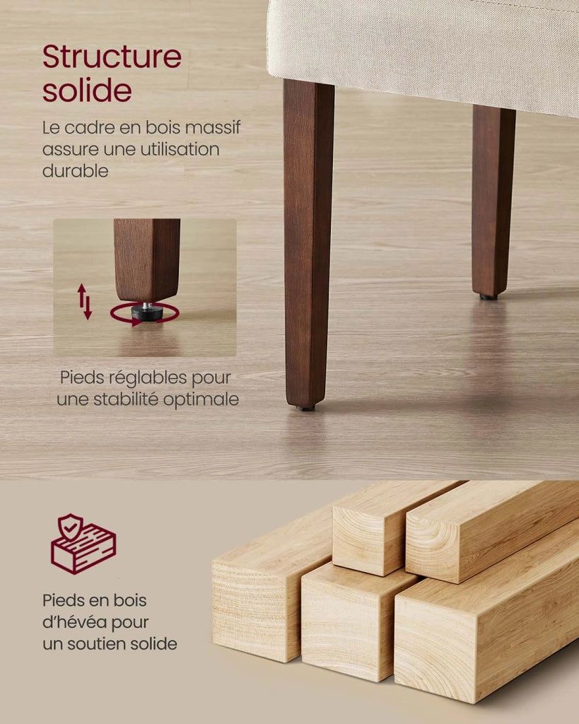 Set di 2 sedie da pranzo sedie da cucina con schienali alti seduta spessa 58 x 48 x 100 cm beige 12_0008026