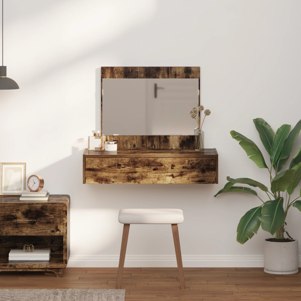 Tavolo da Toeletta Appeso al Muro Rovere Affumicato 83x40x70 cm