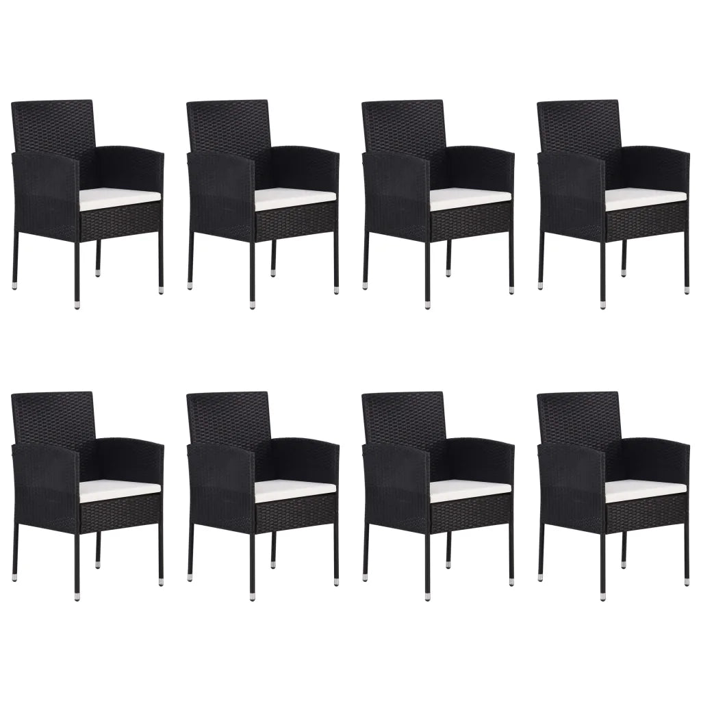 Set Mobili da Pranzo per Giardino 9 pz in Polyrattan Nero