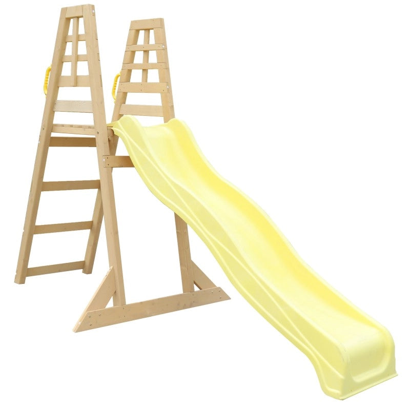 Scivolo per bambini da esterno, SCIVOLO da Giardino in Plastica per Bambini con Solida Struttura in Legno 4 Gradini. Dim