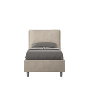 BS COM Letto singolo con rete imbottito 80x200 microfibra sabbia