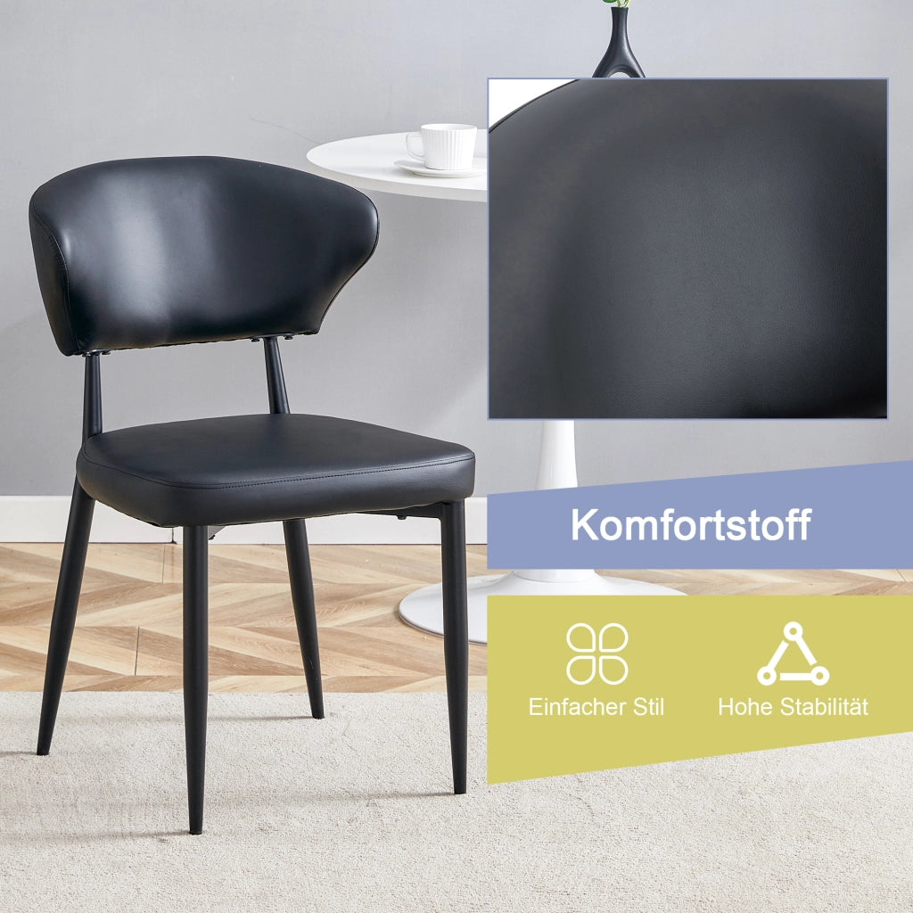 SEDIA DA PRANZO Set da 2 pezzi Nera in PU e Metallo
