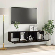 Set mobile TV 2 pz-Set di 2 Credenza per TV Nero 60 x 30 x 30 cm Legno multistrato