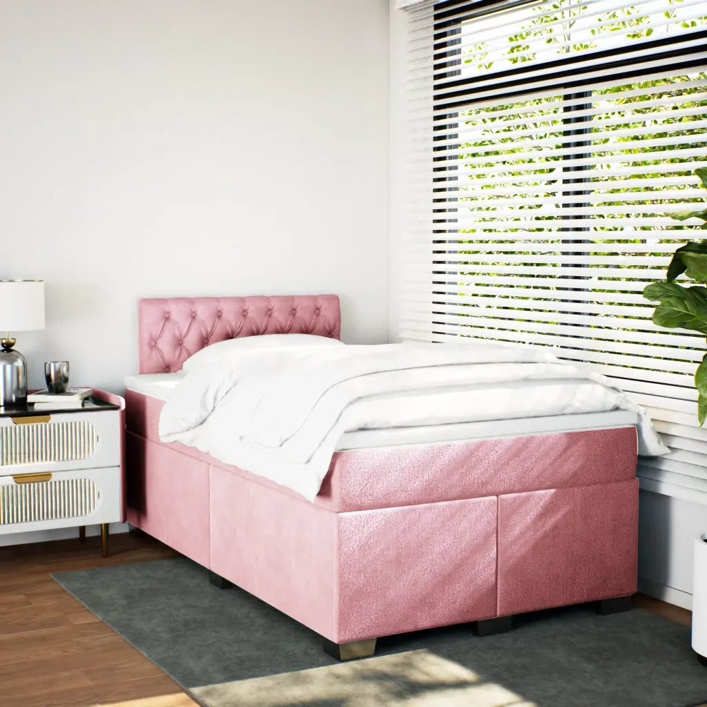 Giroletto a Molle con Materasso Rosa 120x190 cm in Velluto 3286269