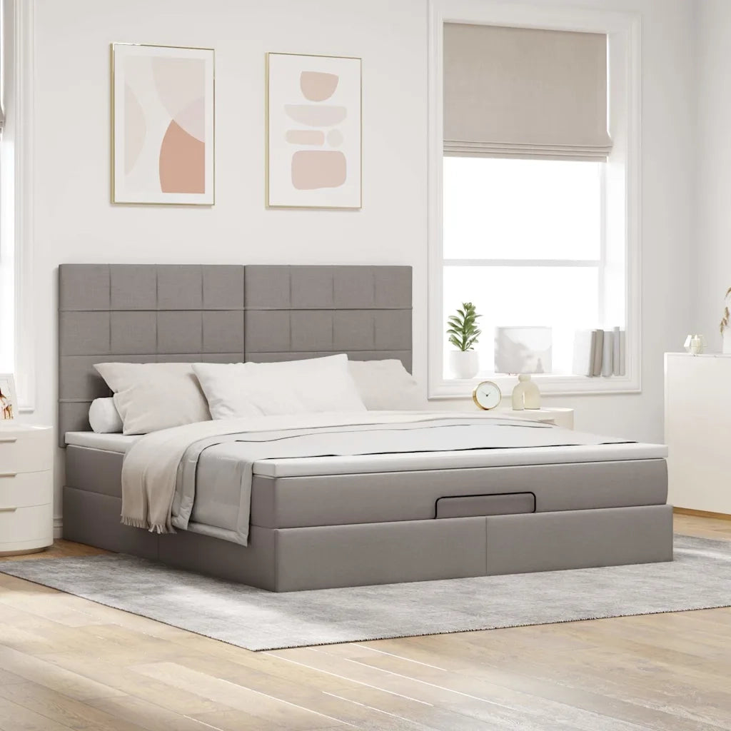 Struttura Letto Pouf con Materasso Tortora 160x200cm in Tessuto 3314021