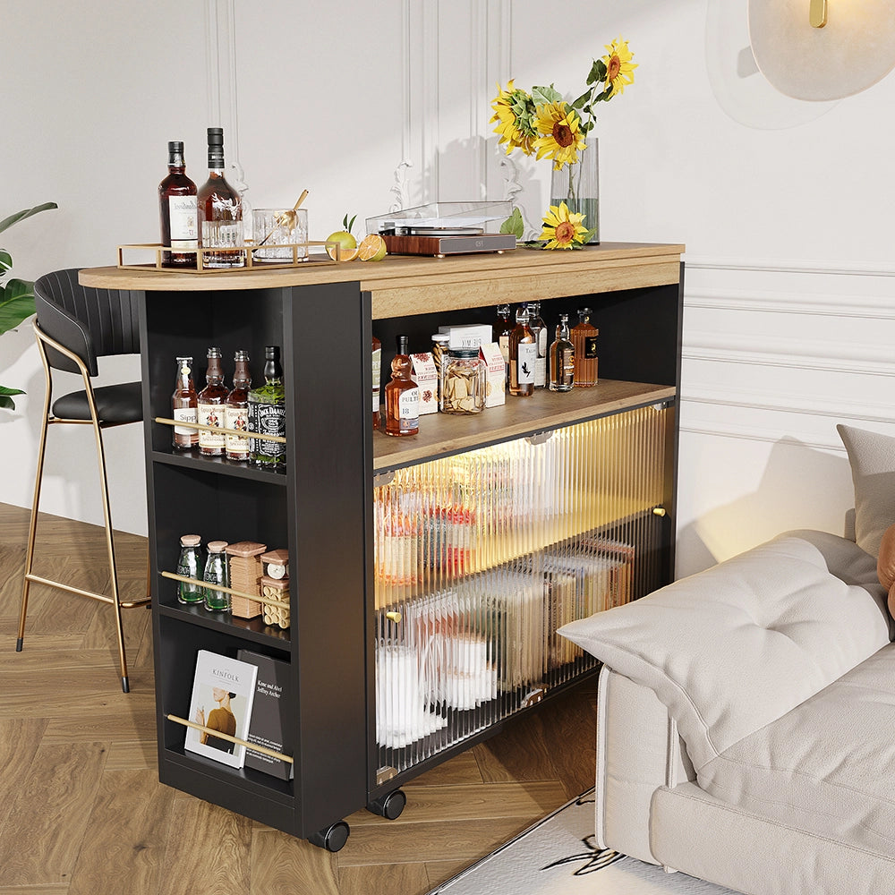 Buffet bar estensibile con LED - Xylo - Nera