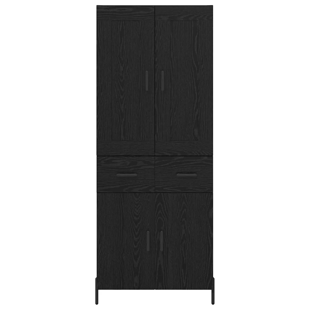 Credenza con cassetto 2 pcs Rovere Nero Legno multistrato