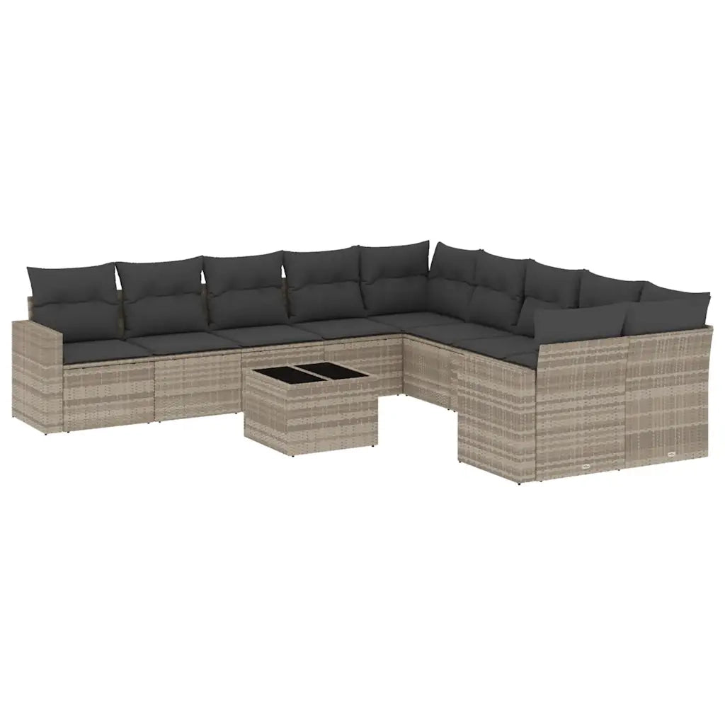 Set Divani da Giardino 11 pz con Cuscini in Polyrattan Grigio 3219512