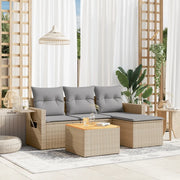 Set Divano da Giardino 5 pz con Cuscini Beige Misto Polyrattancod mxl 89612