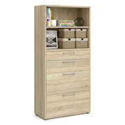 Credenza Ciudad, Buffet da soggiorno, Madia da salotto, Dispensa da cucina, 89x40 h186 cm, Quercia