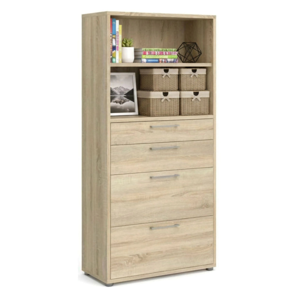 Credenza Ciudad, Buffet da soggiorno, Madia da salotto, Dispensa da cucina, 89x40 h186 cm, Quercia