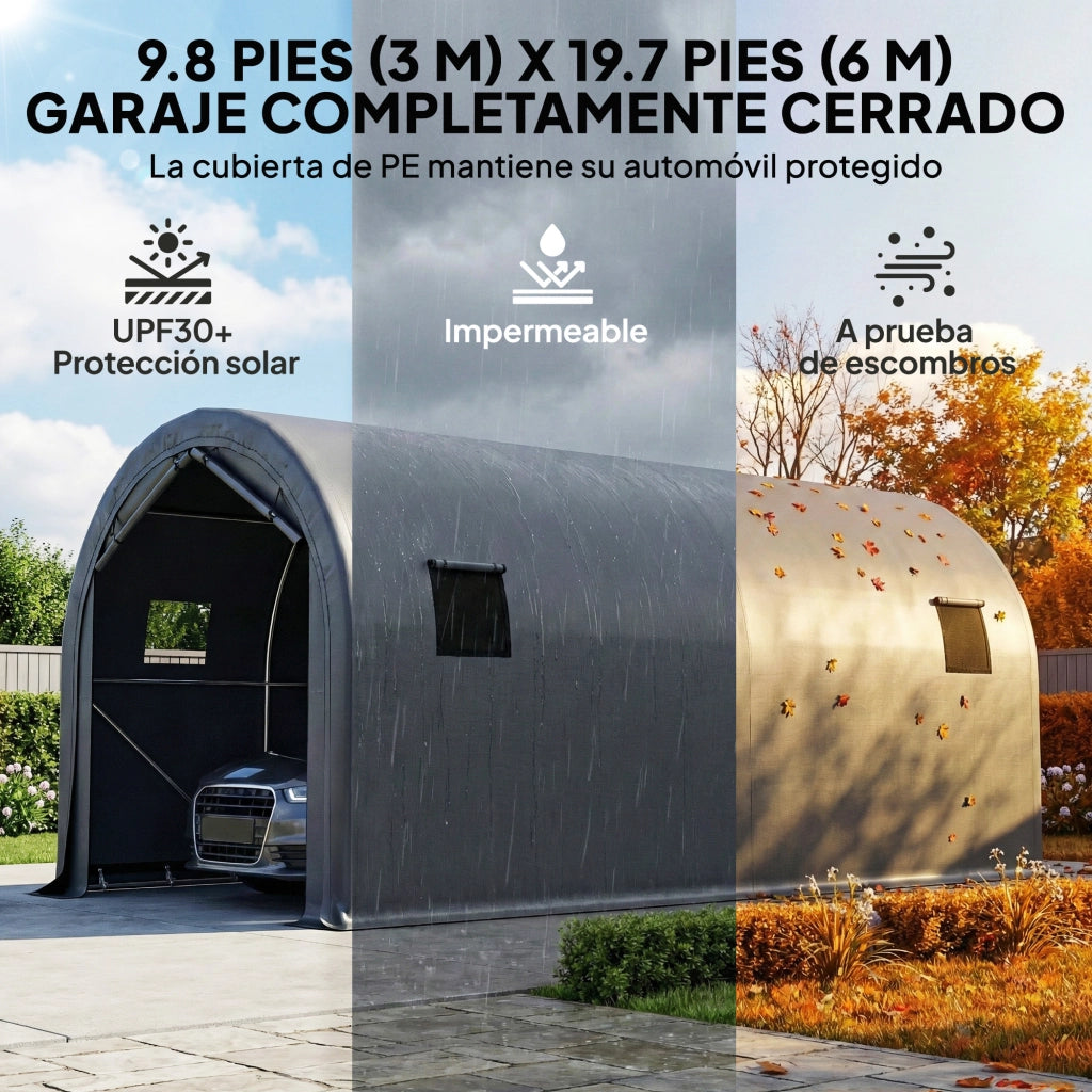 Garage Esterno per Auto 3x6 m ¨C zephmum ¨C Grigio Scuro