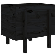 Fioriera | Cassetta per fiori | Vaso da Giardino Nera 62x50x57 cm in Legno Massello di Pino