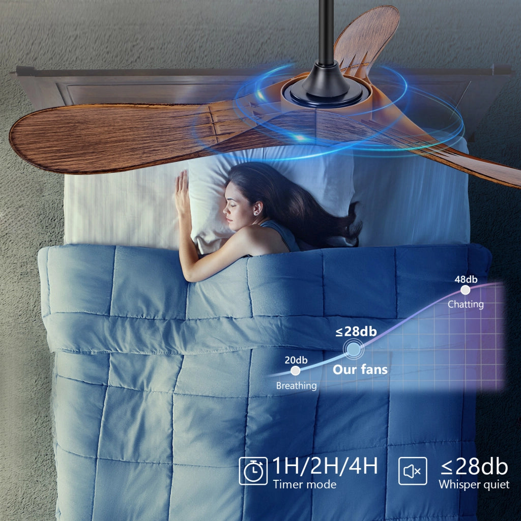 Ventilatore da soffitto 42" senza luce; 6 velocità; motore DC reversibile; noci scuro