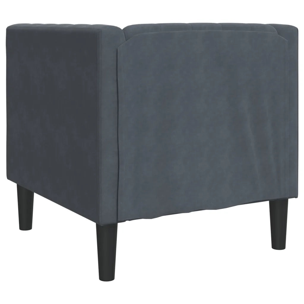 Poltrona | Sedia Relax Chesterfield Grigio Scuro in Velluto