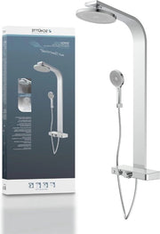 Pannello doccia Samoa Rain 60570 con vetrata termoregolabile - tecnologia di getto soffice - finitura grigio cromato - supporto per parete doccia