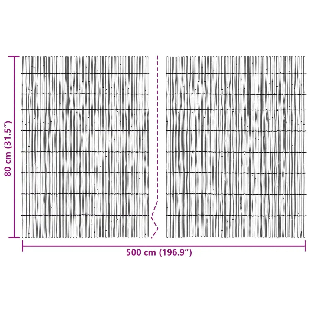 Recinzione per Giardino Carbonizzato 500 x 80 cm Giunco 42031270