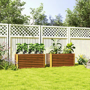 Set 2 fioriere rialzate in acciaio zincato marrone 120x60x60 cm per orto e giardino