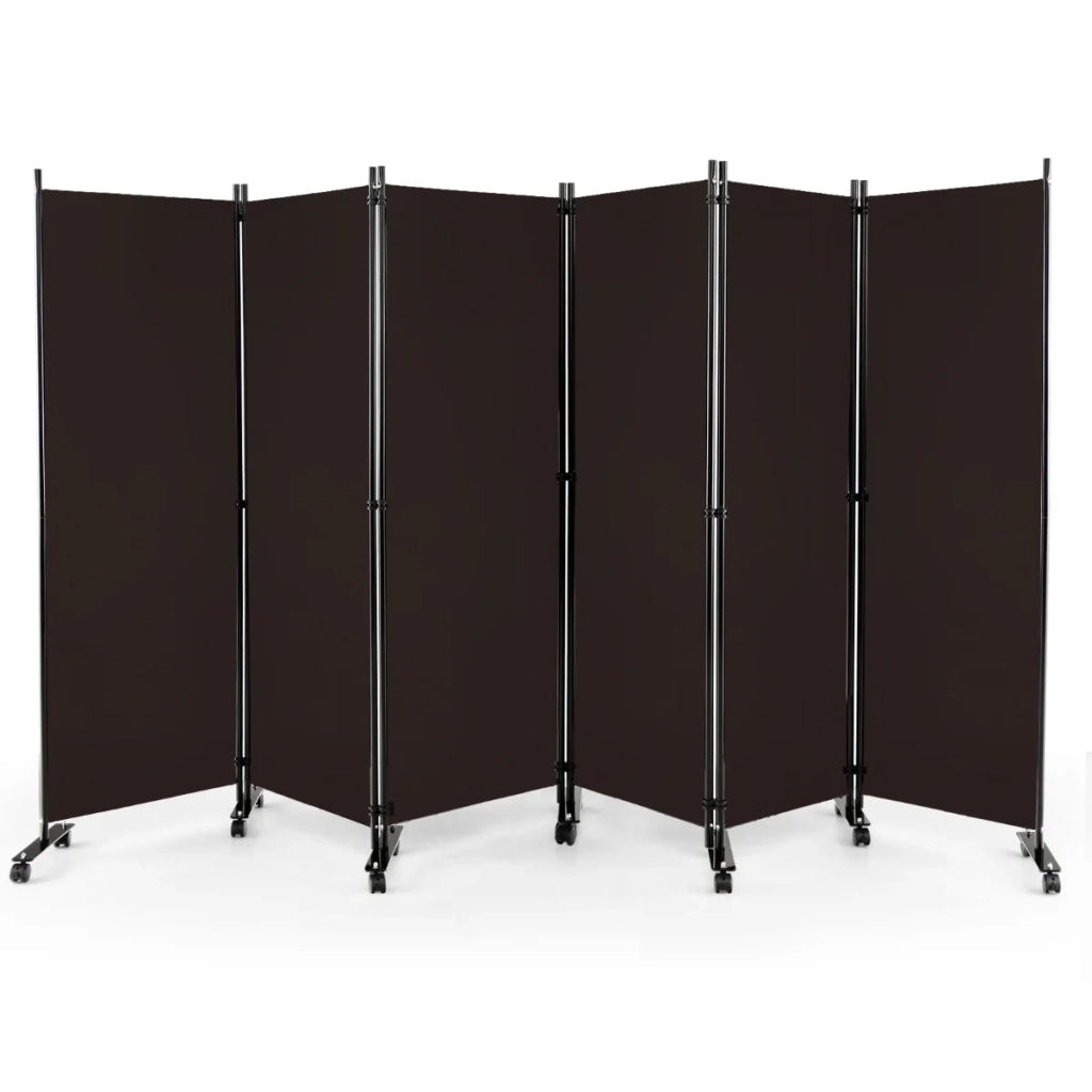 Paravento pieghevole 334,5 x 30 x 172 cm protezione privacy e decorazione moderna poliestere marrone 20_0013046