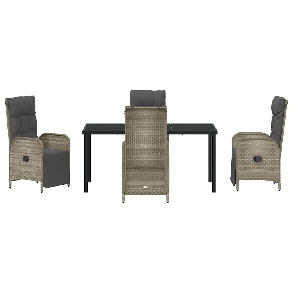 Set da Pranzo per Giardino con cuscino 5 pcs Grigio polyrattan 3380137
