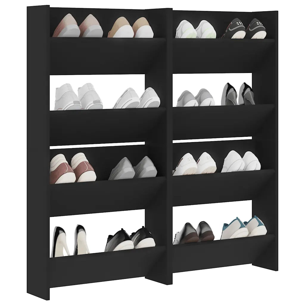 Scarpiere a Muro 4 pz Nero 60x18x60 cm in Truciolato